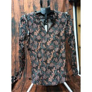 Ann Taylor LOFT Women Ruffle Shoulder  Long Sleeve Blouse S